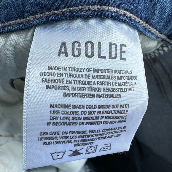 Agolde Sophie High Rise Raw Hem Crop Skinny Jean Dark Wash - Picture 9 of 10